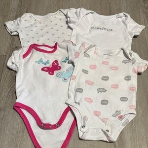 Petit Lem White and Pink Bodysuit Set